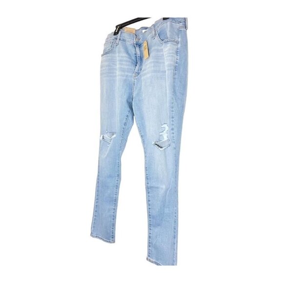 Levis 721 Womens High Rise Light Wash Distressed Skinny Jeans Plus Sz 18W New - Picture 3 of 10